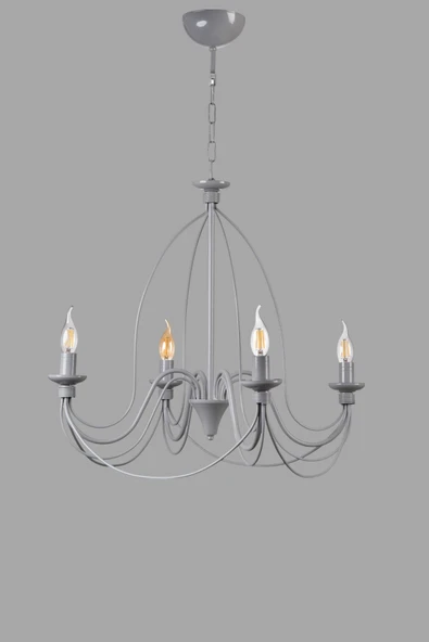 Lumexx BERFİN 4 LÜ GRİ RUSTİK AVİZE - Resim 3