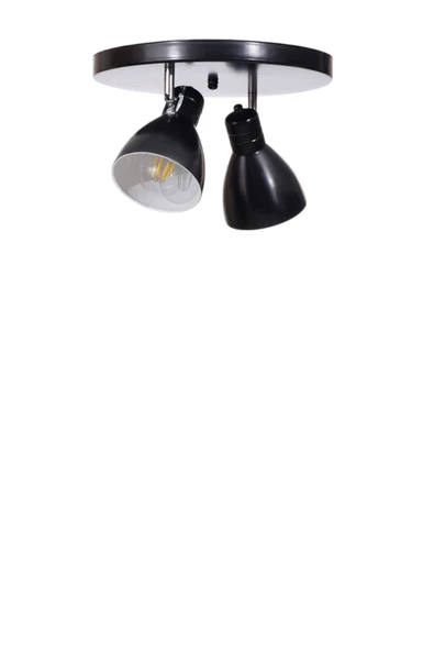 Lumexx OTİS 2 Lİ TEPSİLİ SİYAH PLAFONYER AVİZE - Resim 2