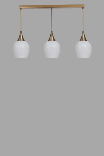 Lumexx ENZO 3 LÜ SIRALI ESKİTME BEYAZ CAMLI SARKIT - Resim 3