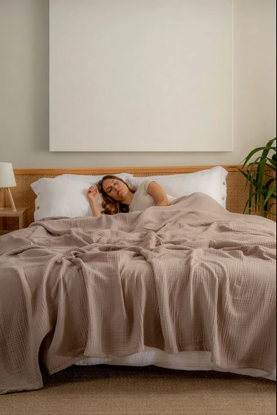 Rayme Textile Müslin Yatak Örtüsü Ultra Yumuşak Yüksek Kaliteli 4 Kat Muslin Pike (Tek Kişilik (240x280 cm) - Resim 4