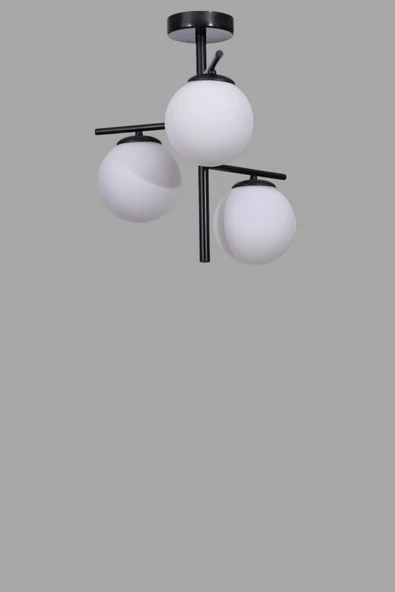Lumexx TERRA 3 LÜ SİYAH BEYAZ CAMLI PLAFONYER AVİZE - Resim 3