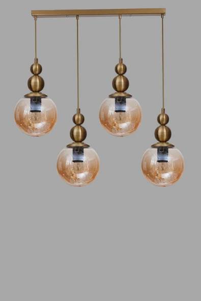 Lumexx YAREN 4 LÜ SIRALI ESKİTME BAL CAMLI SARKIT - Resim 3