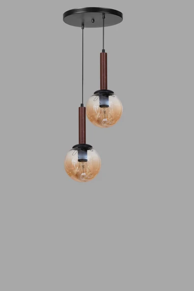 Lumexx IŞIL 2 Lİ TEPSİLİ CEVİZ BAL CAMLI SARKIT - Resim 3