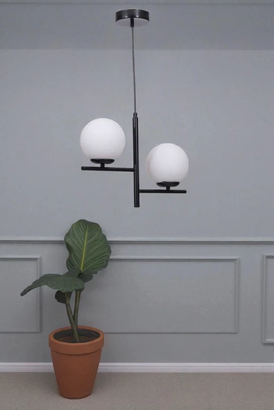 Lumexx TERRA 2 Lİ SİYAH BEYAZ CAMLI AVİZE ürün görseli