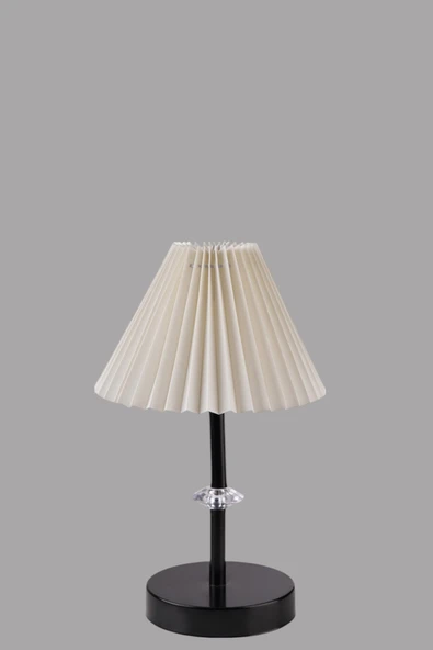 Lumexx ÜSKÜP SİYAH PİLELİ KREM ABAJURLU MASA LAMBASI - Resim 4