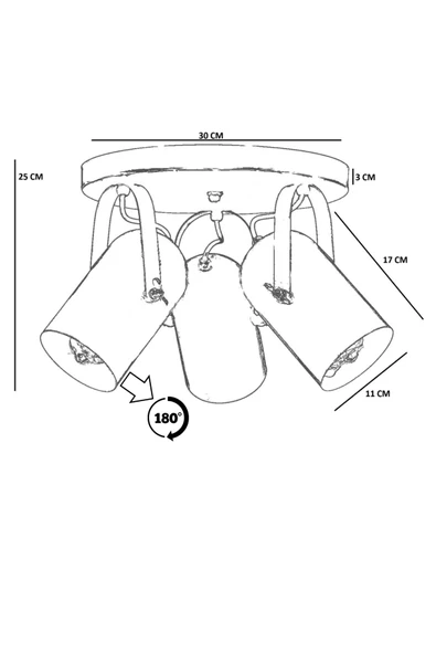 Lumexx LONDON 3 LÜ TEPSİLİ ESKİTME PLAFONYER AVİZE - Resim 6