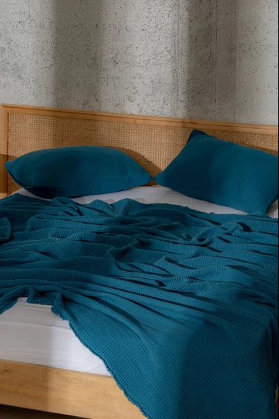 Rayme Textile Müslin Yatak Örtüsü Ultra Yumuşak Yüksek Kaliteli 4 Kat Muslin Pike (Tek Kişilik (240x280 cm) - Resim 5