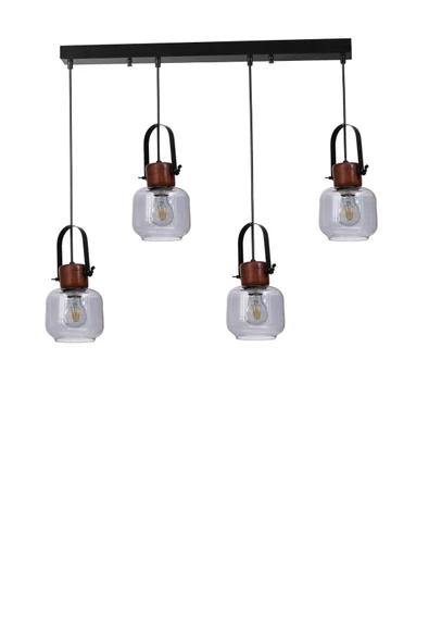 Lumexx MASAL 4 LÜ SIRALI SİYAH FÜME CAMLI SARKIT - Resim 2