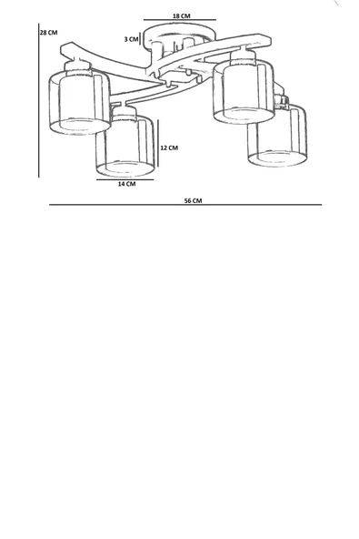 Lumexx WESTON 4 LÜ CEVİZ ÇİFT CAMLI PLOFONYER AVİZE - Resim 4