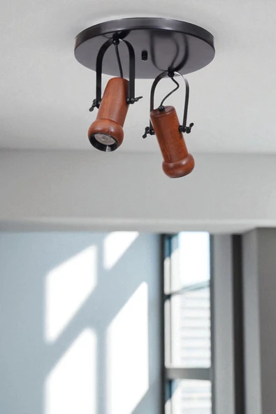 Lumexx PASCAL 2 Lİ TEPSİLİ CEVİZ PLAFONYER AVİZE ürün görseli