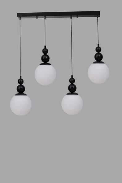 Lumexx YAREN 4 LÜ SIRALI SİYAH BEYAZ CAMLI SARKIT - Resim 3