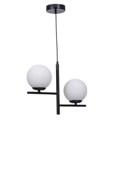 Lumexx TERRA 2 Lİ SİYAH BEYAZ CAMLI AVİZE - Resim 2