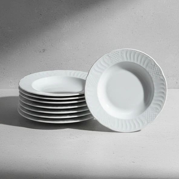 GÜRAL PORSELEN Sembol 6 Parça 22 cm Çukur Yemek Tabağı - Resim 5