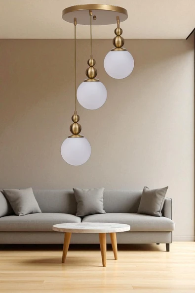 Lumexx YAREN 3 LÜ TEPSİLİ ESKİTME BEYAZ CAMLI SARKIT ürün görseli