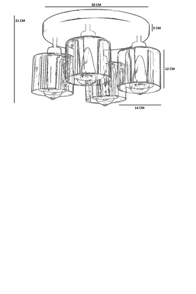 Lumexx YENİ SAHRA 4 LÜ TEPSİLİ ESKİTME PLAFONYER AVİZE - Resim 4