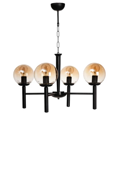 Lumexx LUKE 4 LÜ SİYAH BAL CAMLI AVİZE - Resim 2