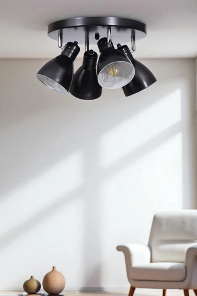 Lumexx OTİS 4 LÜ TEPSİLİ SİYAH PLAFONYER AVİZE ürün görseli