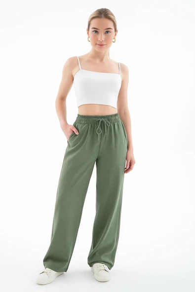 FASHION FRIENDS KADIN GENİŞ PAÇA KETEN PANTOLON 25Y0608K1