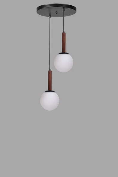 Lumexx IŞIL 2 Lİ TEPSİLİ CEVİZ BEYAZ CAMLI SARKIT - Resim 3