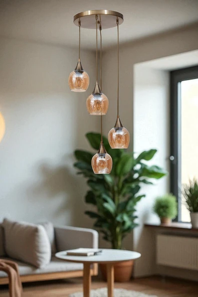 Lumexx ENZO 4 LÜ TEPSİLİ ESKİTME BAL CAMLI SARKIT ürün görseli