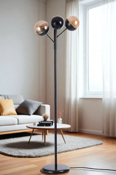 Lumexx KÜRE 3 LÜ SİYAH LAMBADER BAL CAMLI ürün görseli