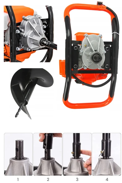 stilmax STEA990 Germany Metal Dişli System 9900X Benzinli Toprak Burgu Makinesi Fidan Dikme 20cm Delme Ucu - Resim 3