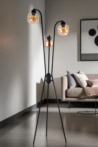 Lumexx YENİ AKASYA 3 LÜ SİYAH LAMBADER BAL CAMLI ürün görseli