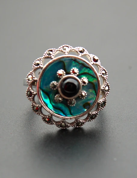 925 Ayar Gümüş Kadın Yüzük sy00098 - Resim 2