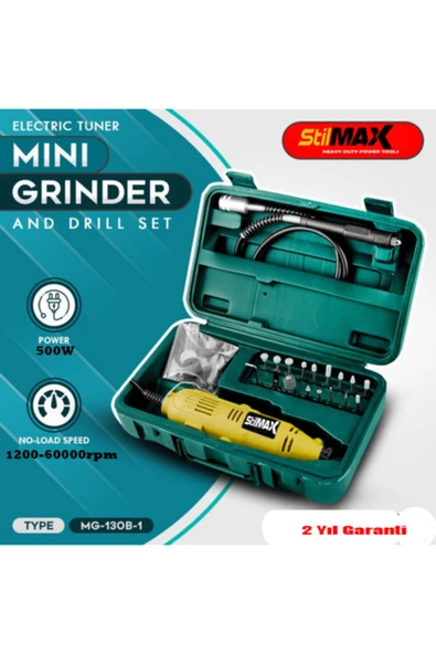 stilmax Germany Style 50 Parça Gravür Oyma Makinesi Dremel Taşlama Zımpara Kesme Seti 500 Watt - Resim 3