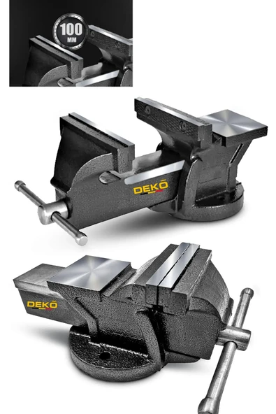 DEKO TURKEY 100mm 4" Sabit Tabanlı Özel Alaşım Paslanmaz Çelik Sabit Tezgah Masa Mengenesi Örslü ürün görseli