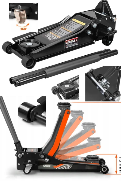 stilmax Çift Piston Sistemi: 3 Ton Paslanmaz Güçlendirilmiş Alçak Şase Ağır Hizmet Tipi Garaj Krikosu 47Cm ürün görseli