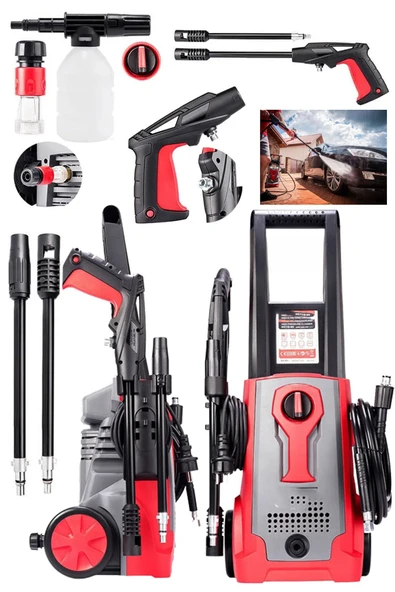 DEKO TURKEY Yüksek Basınçlı 150Bar 3000W Çok Fonksiyonlu Bahçe ve Oto Yıkama Makinesi  5Mt Hortum Köpük Tabanca ürün görseli