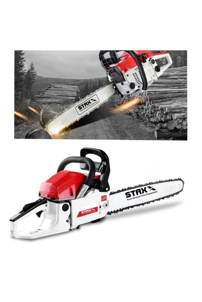 STAXX POWER American Ağaç Odun Dal Kesme Makinesi Motorlu Benzinli Testere 63cc 7.9 Hp Yağ + Yedek Zincir Hediye - Resim 6