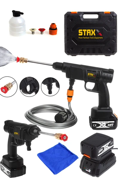 STAXX POWER 70 Bar 2000w Akülü 48v Kömürsüz Motor Yüksek Basınçlı Oto Araba Yıkama Makinesi + Fiber Silme Bezi ürün görseli