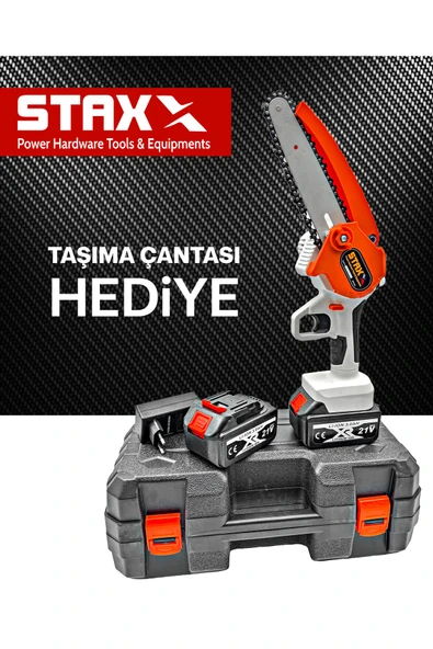 STAXX POWER 21v 3ah Super Seri Çift Akülü 15 Cm Pala Dal Budama Bıçkı Makinası Yağ Pompalı Seri Kullanım - Resim 3