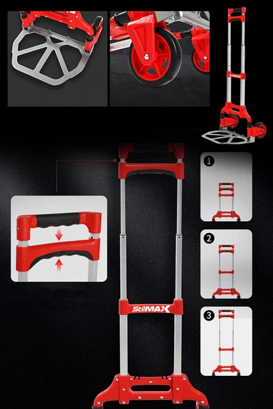 stilmax Stm80eb 80kg Kapasiteli Teleskopik, Katlanır El Arabası Koli Yük Paket Taşıma El Arabası 80kg - Resim 3