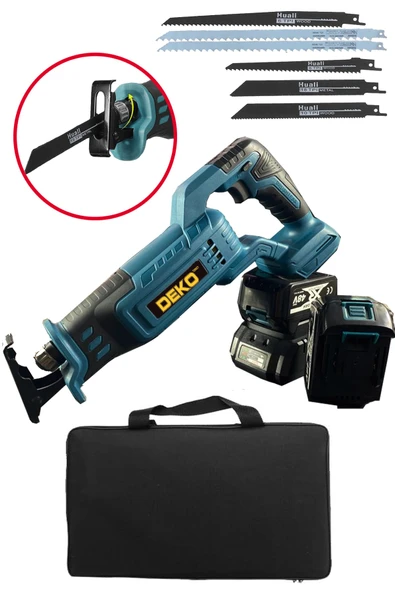 DEKO TURKEY Kömürsüz Motor 48v Panasonic Çift Akülü Tilki Kuyruğu Kemik Kesme Makinesi Kılıç Testere + 7 Bıçak ürün görseli