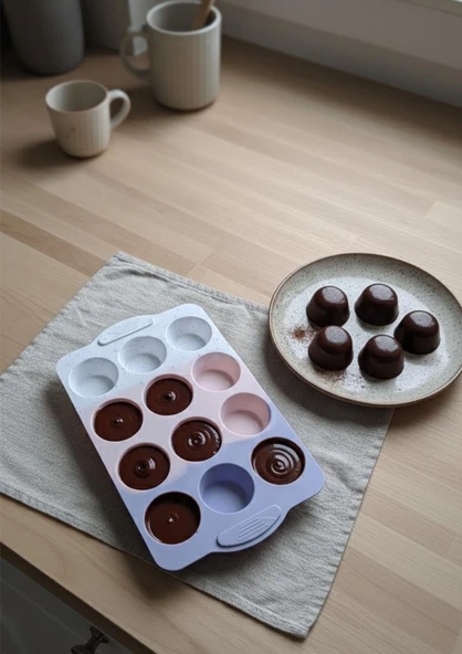 Silikon Çikolata Kalıbı - 12li Kek Kalıbı - 2
