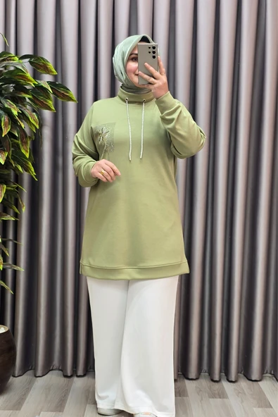 Kadın Giyim Modal Sırtı Nakışlı Tunik - Resim 4