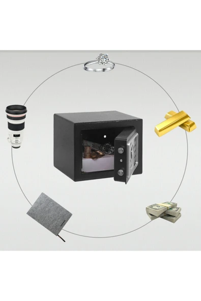 DEKO TURKEY Yerli Üretim Elektronik Şifreli Çelik Para Kasası Otel Tipi Kasa 3mm Sac + Montaj Kit - Resim 4