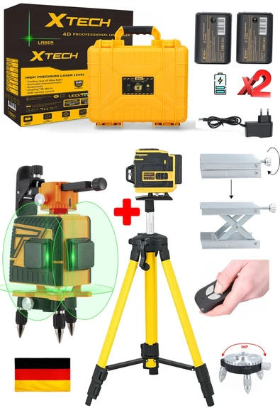 stilmax Yüksek Hassassiyetli x2 Çift Akülü Lazer Hizalama Makinesi 12 Çizgi Yeşil Lazer Işınlı Tripod Seti ürün görseli 1
