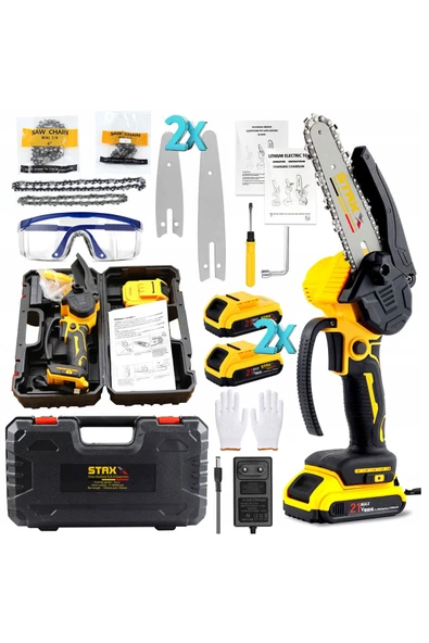 STAXX POWER 21V 3Ah Kömürsüz Motor Çift Akülü 12-15 cm Çift Pala Dal Budama Bıçkı Makinası Seri Kullanım ürün görseli 1