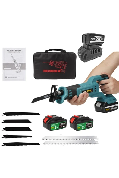 STAXX POWER Brushless Motor 48v Samsung Çift Akülü Tilki Kuyruğu Kemik Kesme Makinesi Kılıç Testere 7 Bıçak - Resim 2