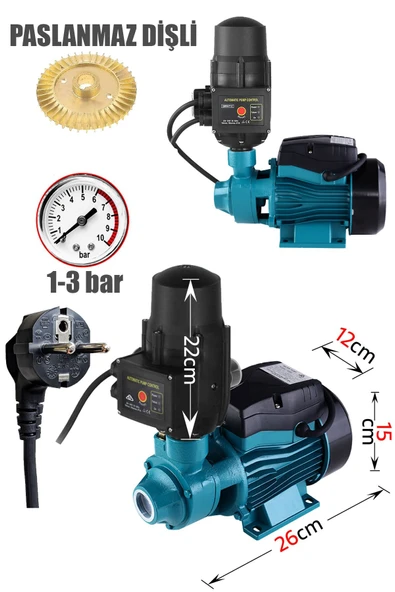 DEKO TURKEY Elektrikli 220V Otomatik Sistem Metal Dişli 2 Kat 2 Daire Su Pompası 0.50HP Ev Tipi Paket Hidrofor ürün görseli 1