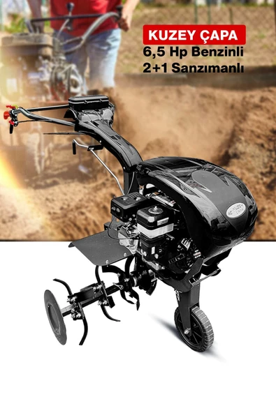 KUZEY ÇAPA 2+1 URAS Serisi K75X Titanyum Şanzıman 6.5HP Benzinli Çapalama Makinesi Bıçak ve Tekerlekler Dahil - Resim 6