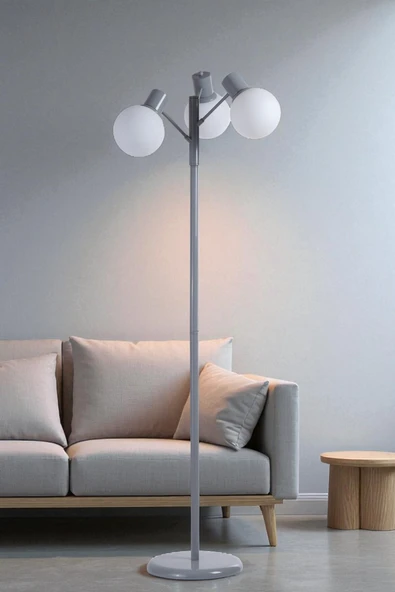 Lumexx SAFİR 3 LÜ GRİ LAMBADER BEYAZ CAMLI ürün görseli