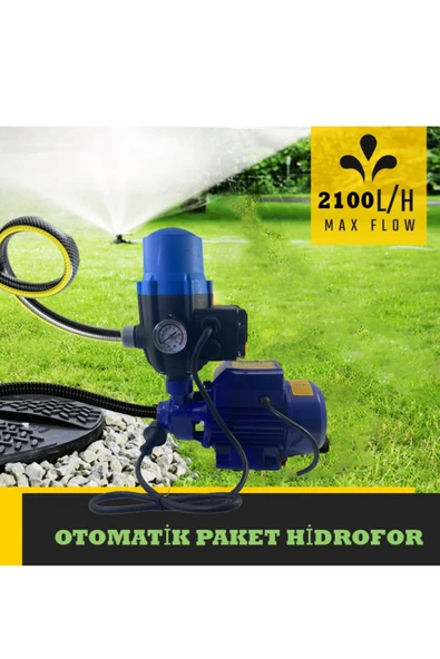 DEKO TURKEY Tam Bakır Sargılı Otomatik Paket Hidrofor Bahçe Ve Ev Su Pompası Motoru 2 Kat 2daire Tak Çalıştır - Resim 3