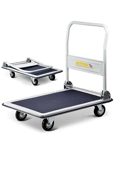 STAXX POWER 300 Kg Kapasite Alaşımlı Çelik Katlanır Platform 4 Tekerlekli Malzeme Koli Paket Taşıma El Arabası - Resim 5