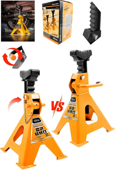 stilmax Çift Kilitli ve Geniş Tabanlı 4 Ayaklı 2 Ton Tonajlı Sehba Kriko Standı 2x Adet Araba Kriko Standı ürün görseli