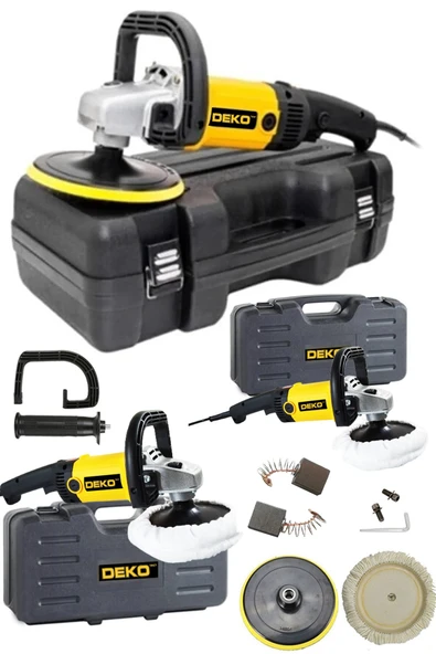 DEKO TURKEY Bakır Sargı Metal Dişli Sistem Devirli Polisaj Zımpara Cila Pasta Cila Makinesi 180mm Çantalı Set ürün görseli